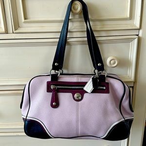 Coach bowler bag; beautiful lavender leather shoulder bag.